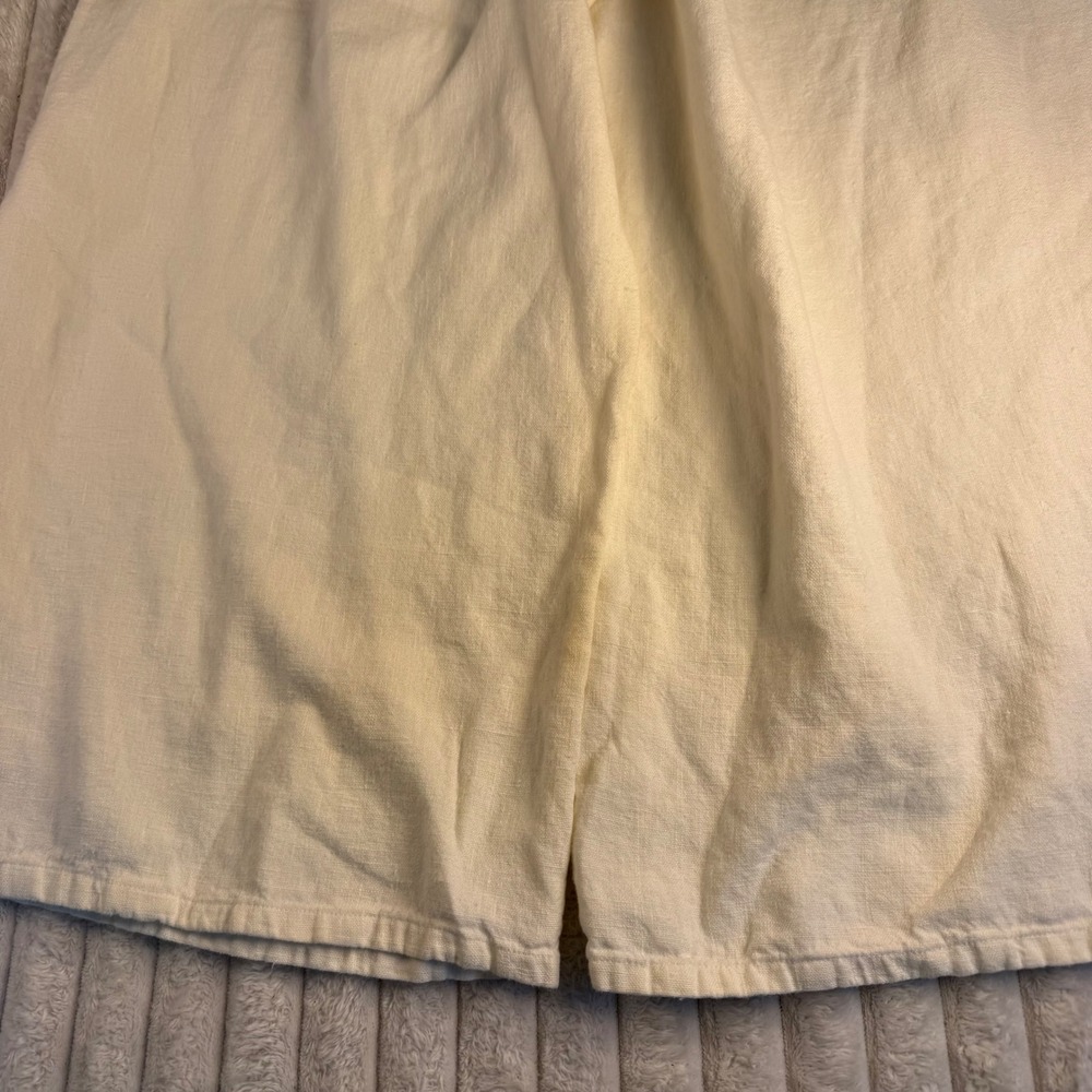 Bryn Walker Cream Linen Wide Leg Lantern Pants High Rise Large Made in USA - Picture 7 of 10